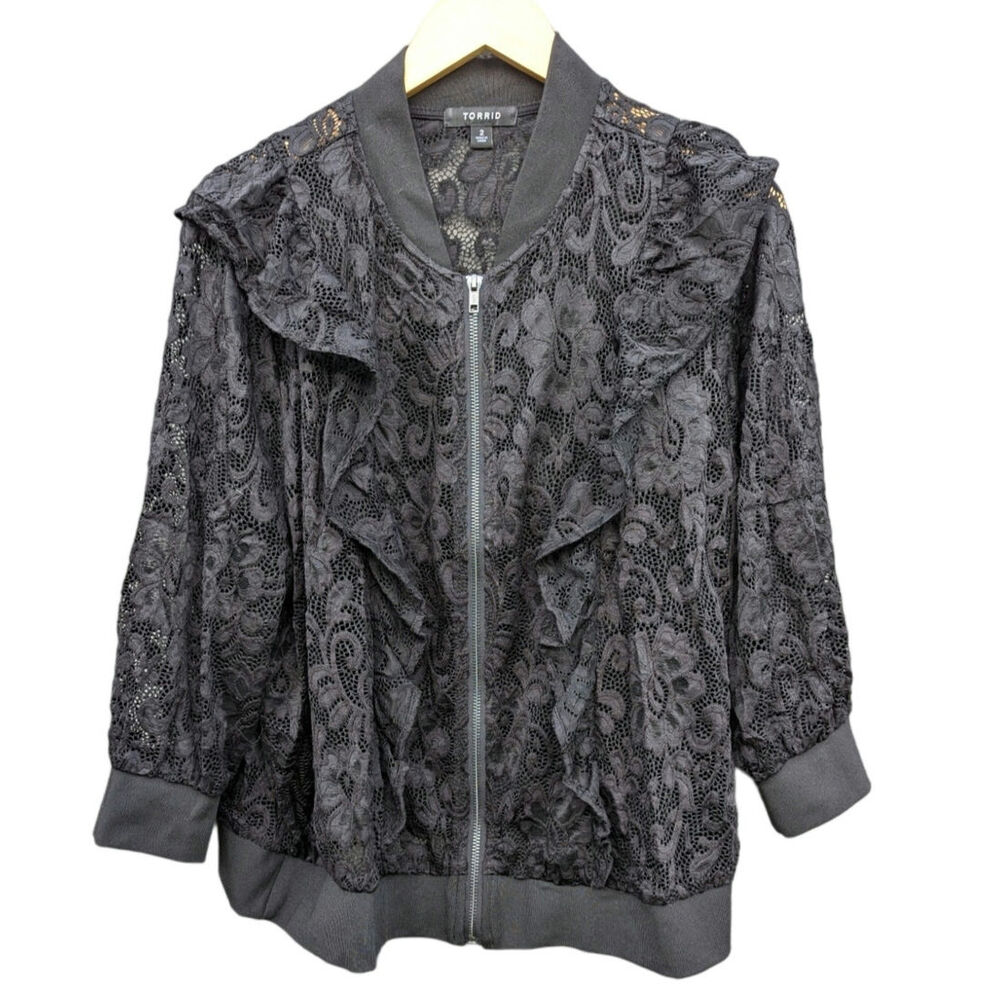 Witch Goth Vampire Torrid 2X Dark Romantic Black Lace Jacket Biker Whimsygoth